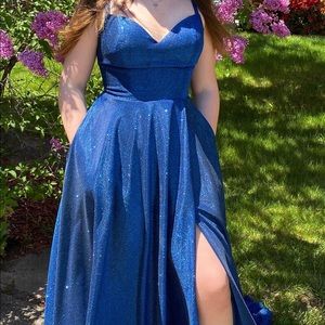 Ellie Wilde Navy Blue Prom Dress Size 12